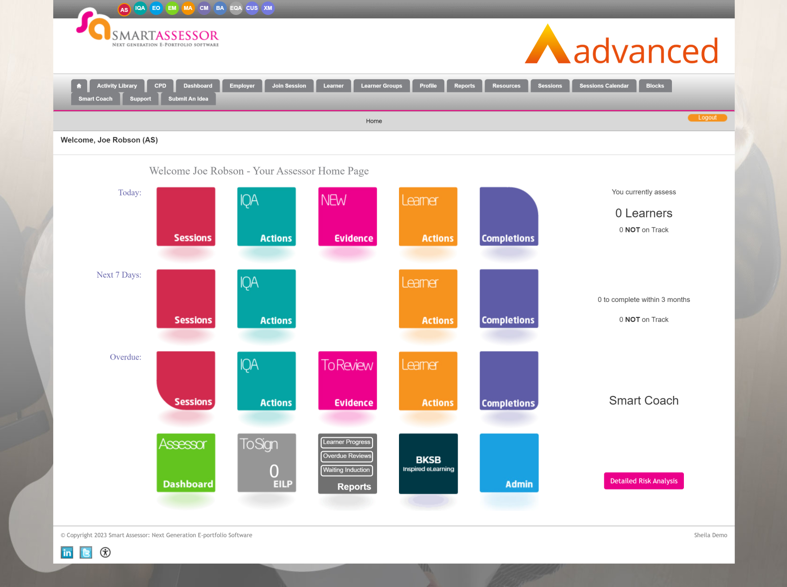 ePortfolio Smart Assessor in use)