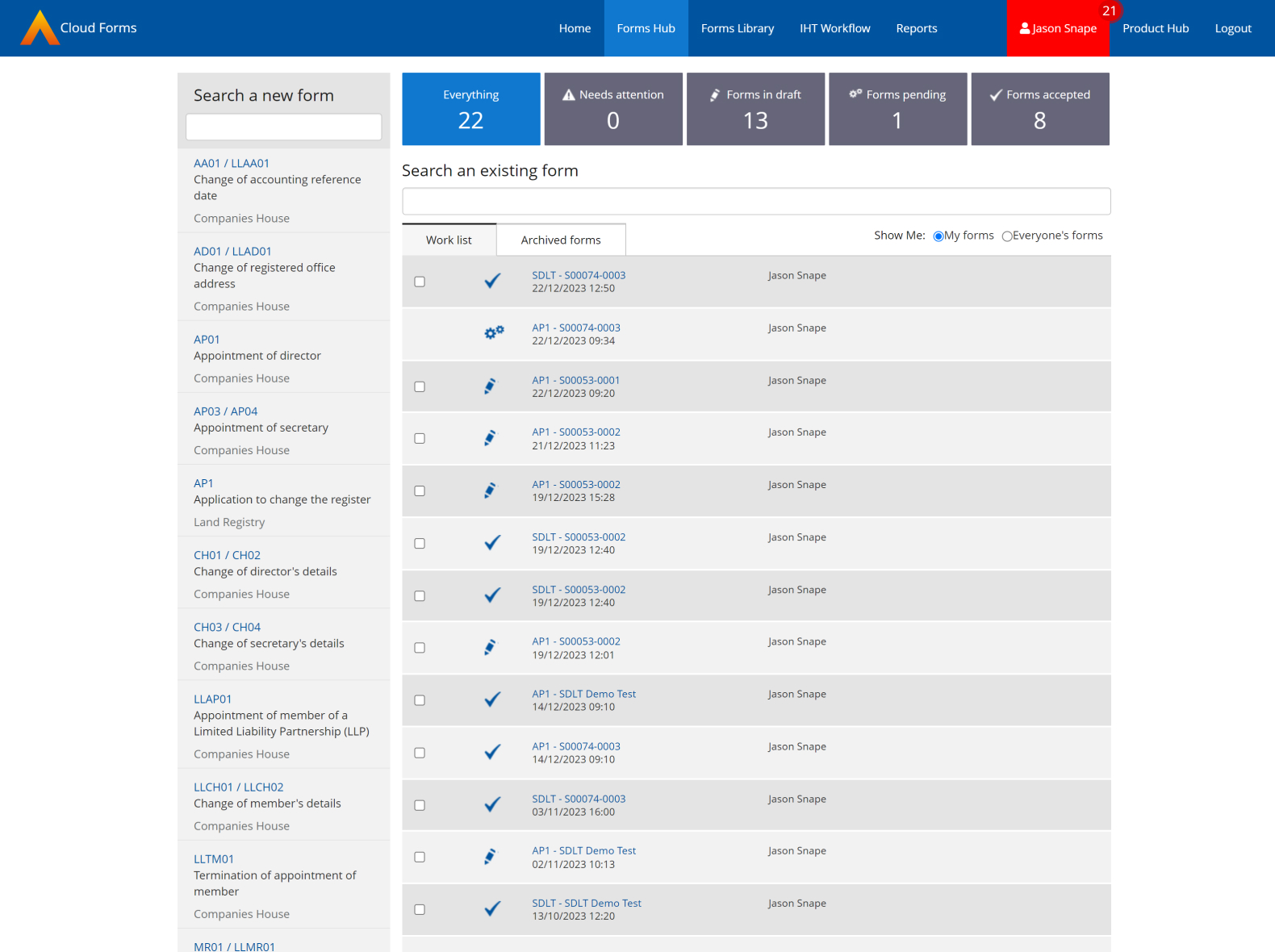 Legal forms software in use)