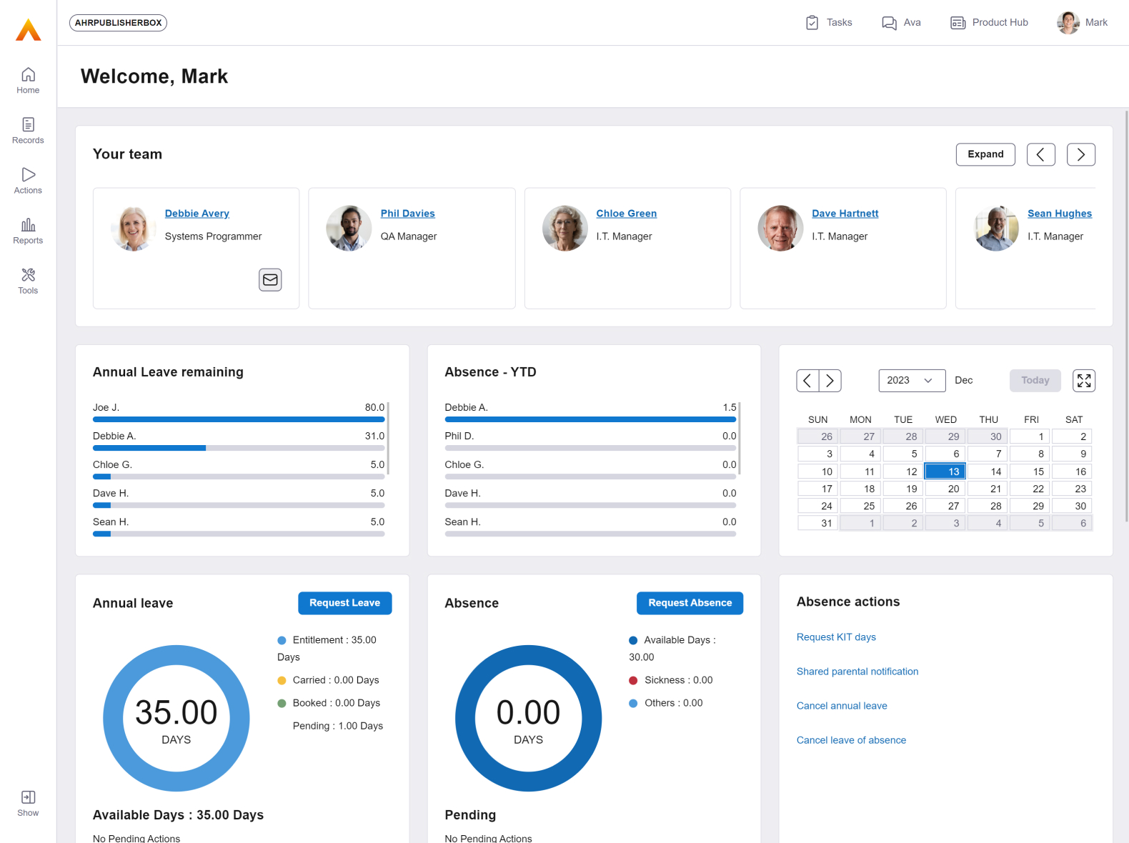 HR software home page)